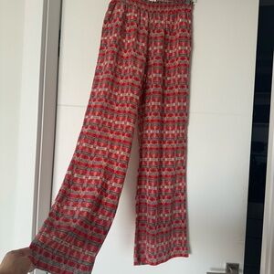 Ended
Joie Red Silk Pants Tribal Print Wide Leg Lightweight Casual  Boho